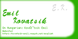 emil kovatsik business card